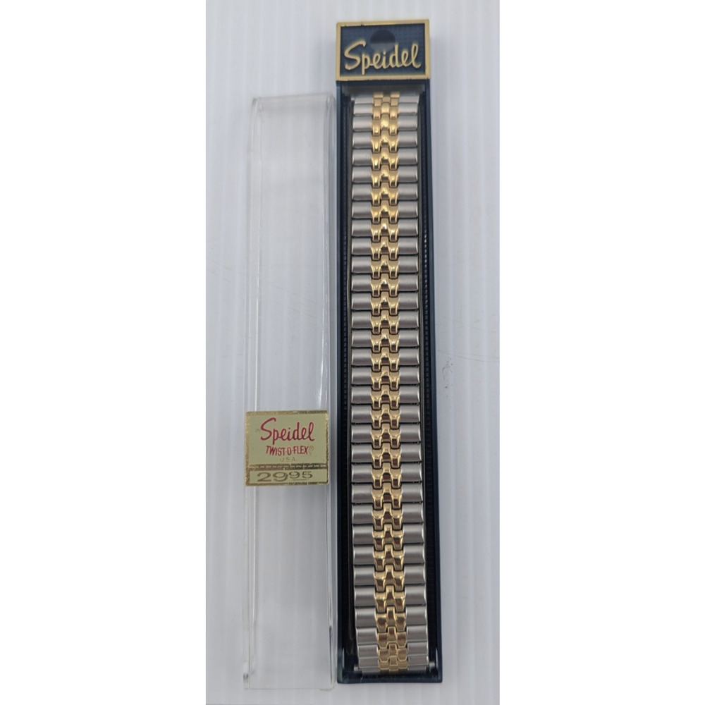 Speidel Gold Silver Twist O Flex Stainless Steel Mens Watch Band 1257/16 DTL